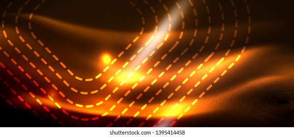 Neon square shapes lines on glowing light background, vector design
