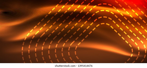 Neon square shapes lines on glowing light background, vector design