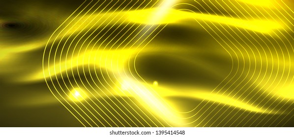 Neon square shapes lines on glowing light background, vector design