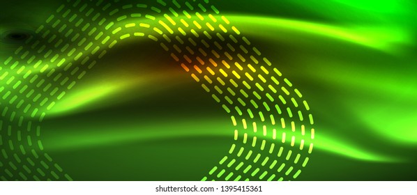 Neon square shapes lines on glowing light background, vector design