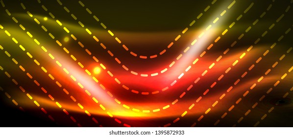 Líneas de formas cuadradas neón sobre fondo luminoso brillante, diseño vectorial