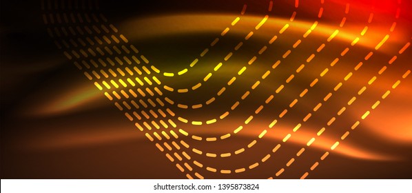 Líneas de formas cuadradas neón sobre fondo luminoso brillante, diseño vectorial