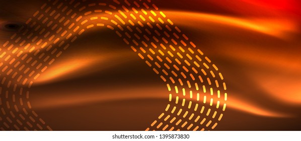 Neon square shapes lines on glowing light background, vector design