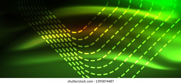 Neon square shapes lines on glowing light background, vector design