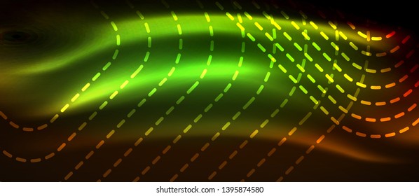 Neon square shapes lines on glowing light background, vector design