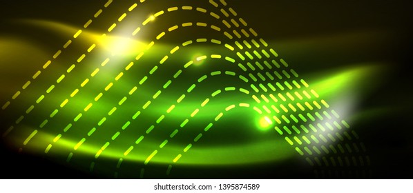 Neon square shapes lines on glowing light background, vector design
