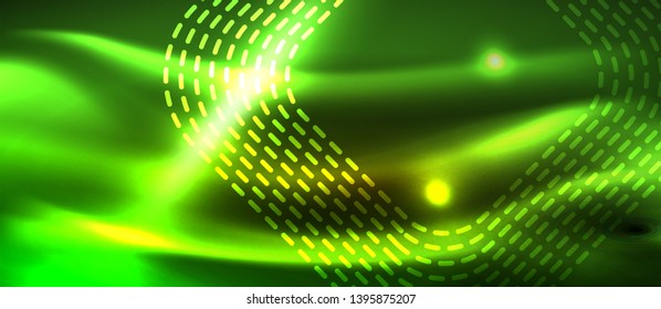 Líneas de formas cuadradas neón sobre fondo luminoso brillante, diseño vectorial