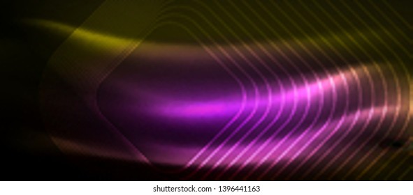 Neon square shapes lines on glowing light background, vector design