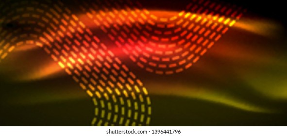 Neon square shapes lines on glowing light background, vector design
