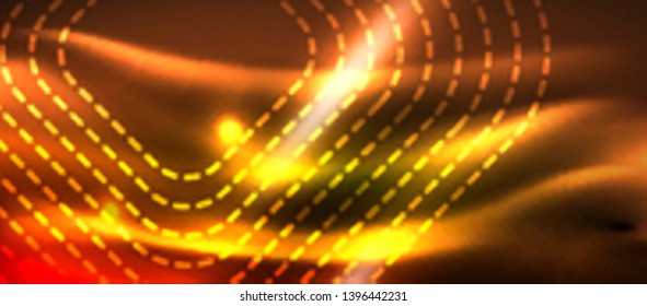 Neon square shapes lines on glowing light background, vector design