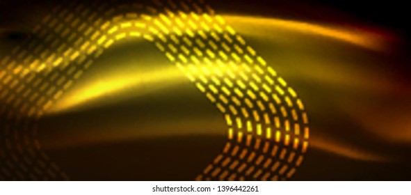 Neon square shapes lines on glowing light background, vector design