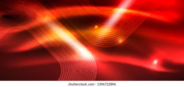 Neon square shapes lines on glowing light background, vector design