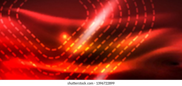 Neon square shapes lines on glowing light background, vector design