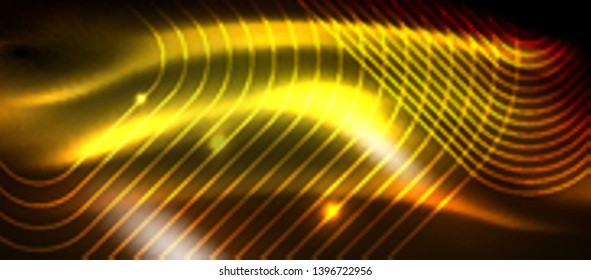 Neon square shapes lines on glowing light background, vector design