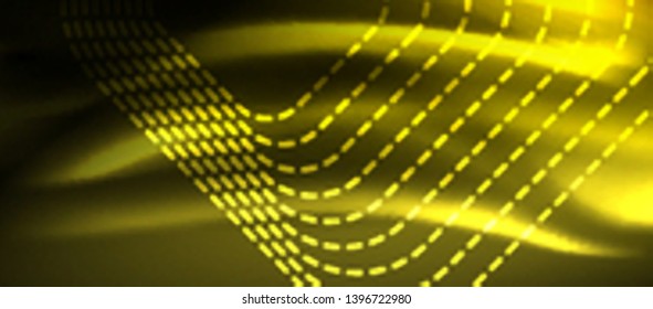 Neon square shapes lines on glowing light background, vector design