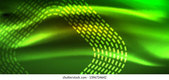Neon square shapes lines on glowing light background, vector design