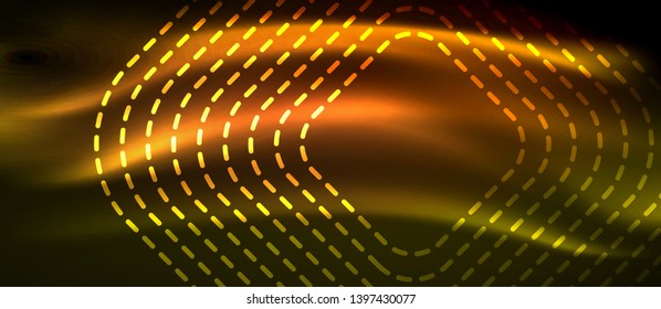 Neon square shapes lines on glowing light background, vector design