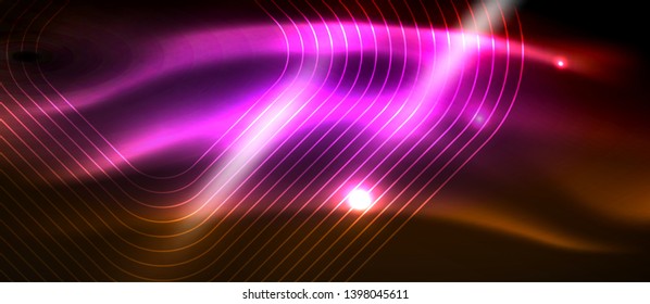 Neon forma linhas quadradas no fundo de luz brilhante, design vetorial