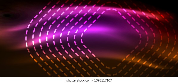 Neon square shapes lines on glowing light background, vector design