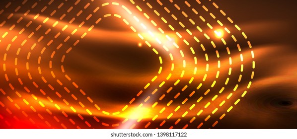Neon square shapes lines on glowing light background, vector design