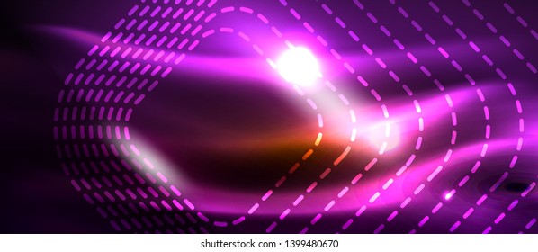 Neon square shapes lines on glowing light background, vector design