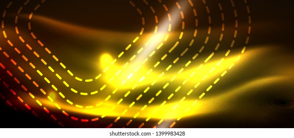 Líneas de formas cuadradas neón sobre fondo luminoso brillante, diseño vectorial