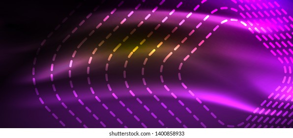 Neon square shapes lines on glowing light background, vector design