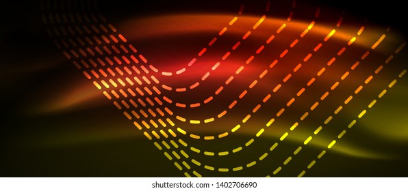 Neon square shapes lines on glowing light background, vector design