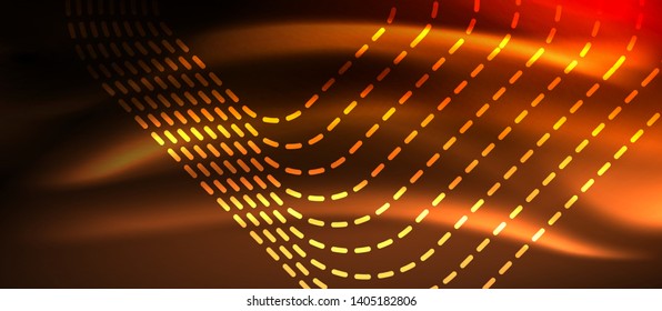Neon square shapes lines on glowing light background, vector design