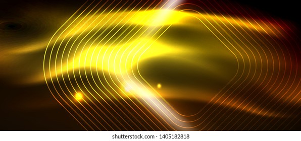 Neon square shapes lines on glowing light background, vector design
