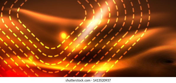 Líneas de formas cuadradas neón sobre fondo luminoso brillante, diseño vectorial