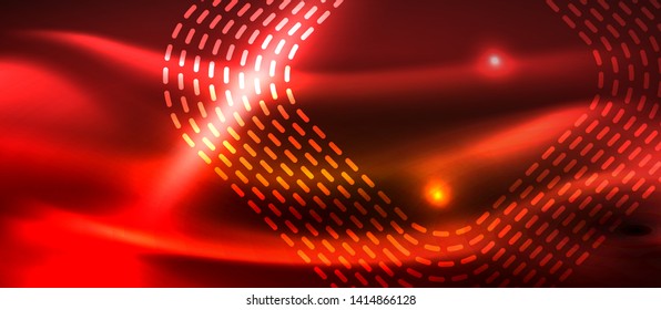 Líneas de formas cuadradas neón sobre fondo luminoso brillante, diseño vectorial