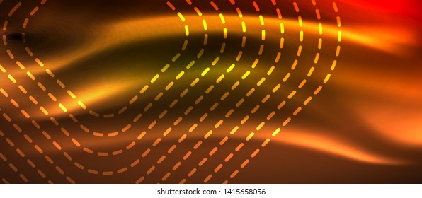 Líneas de formas cuadradas neón sobre fondo luminoso brillante, diseño vectorial