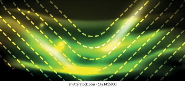 Neon square shapes lines on glowing light background, vector design