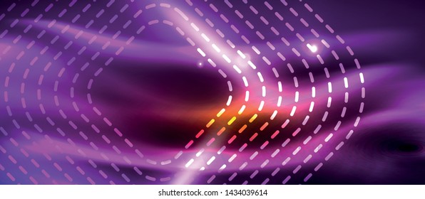 Neon square shapes lines on glowing light background, vector design