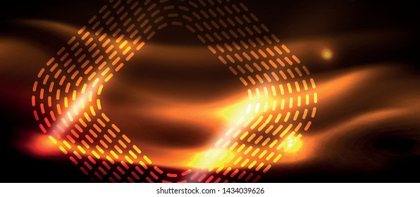 Neon square shapes lines on glowing light background, vector design