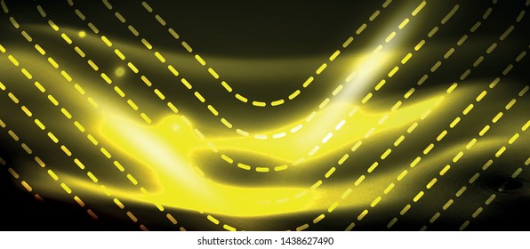 Neon square shapes lines on glowing light background, vector design
