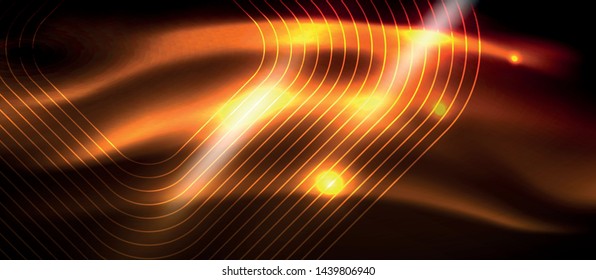 Neon square shapes lines on glowing light background, vector design