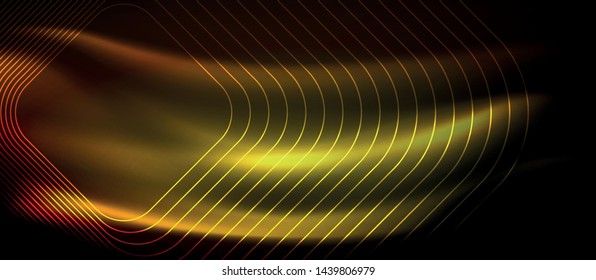 Neon square shapes lines on glowing light background, vector design