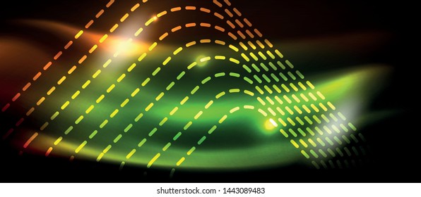 Líneas de formas cuadradas neón sobre fondo luminoso brillante, diseño vectorial