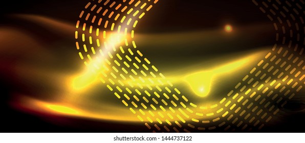 Neon square shapes lines on glowing light background, vector design