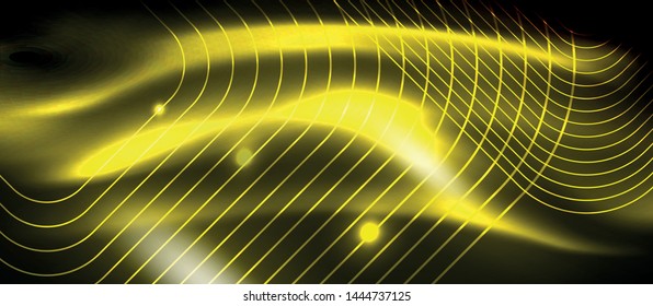 Neon square shapes lines on glowing light background, vector design