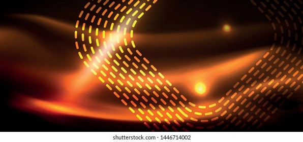 Líneas de formas cuadradas neón sobre fondo luminoso brillante, diseño vectorial