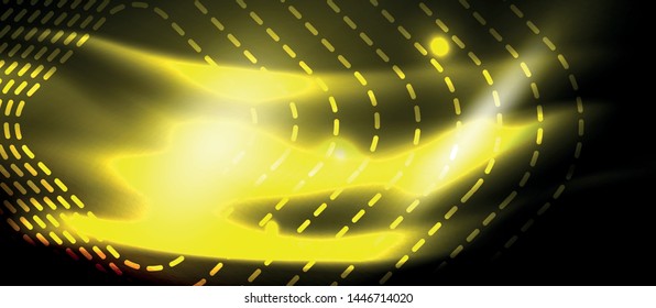 Líneas de formas cuadradas neón sobre fondo luminoso brillante, diseño vectorial