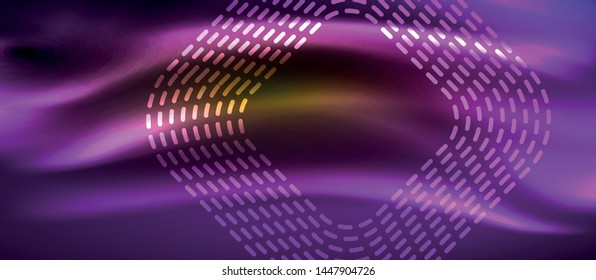 Neon square shapes lines on glowing light background, vector design