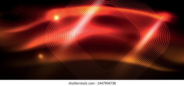 Líneas de formas cuadradas neón sobre fondo luminoso brillante, diseño vectorial