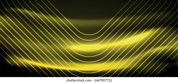Líneas de formas cuadradas neón sobre fondo luminoso brillante, diseño vectorial