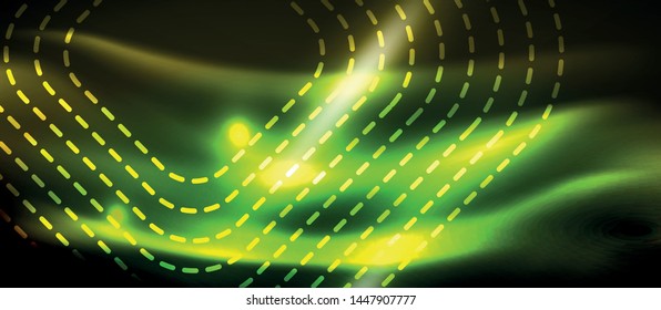 Neon square shapes lines on glowing light background, vector design