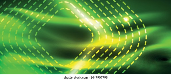 Neon square shapes lines on glowing light background, vector design