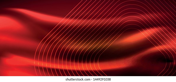 Neon square shapes lines on glowing light background, vector design